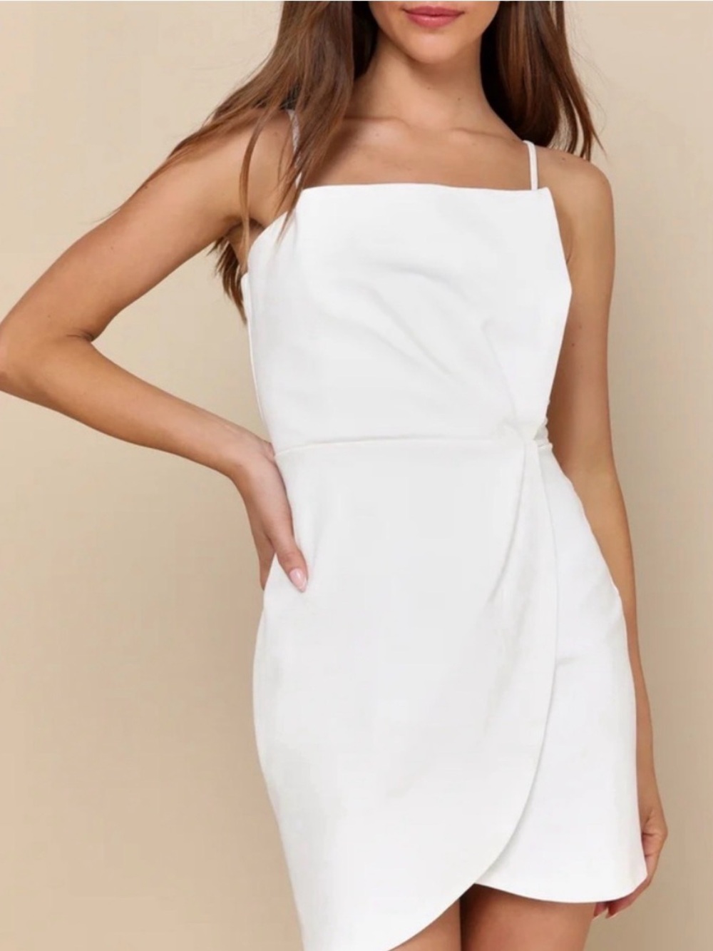 Lulu's White Square-Neck Wrap Mini Dress